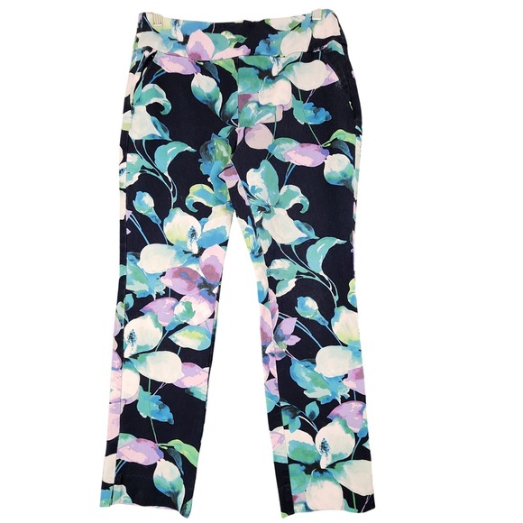 Soft Surroundings Pants - Soft Surroundings Floral Print Cotton Blend Slim Leg Dress Pants PS